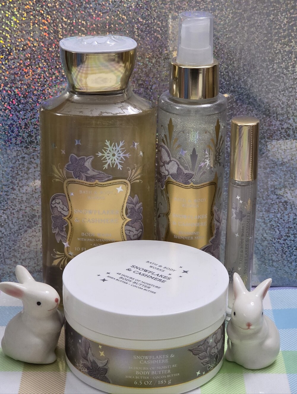 Bath & Body Works Snowflakes & Cashmere Body Care 4 Piece Set NEW RARE